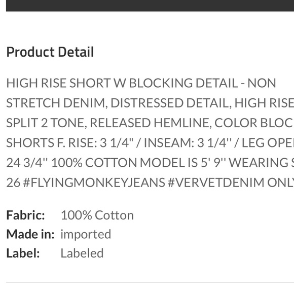 NWT vervet color block denim shorts two tone white distressed - Picture 4 of 5